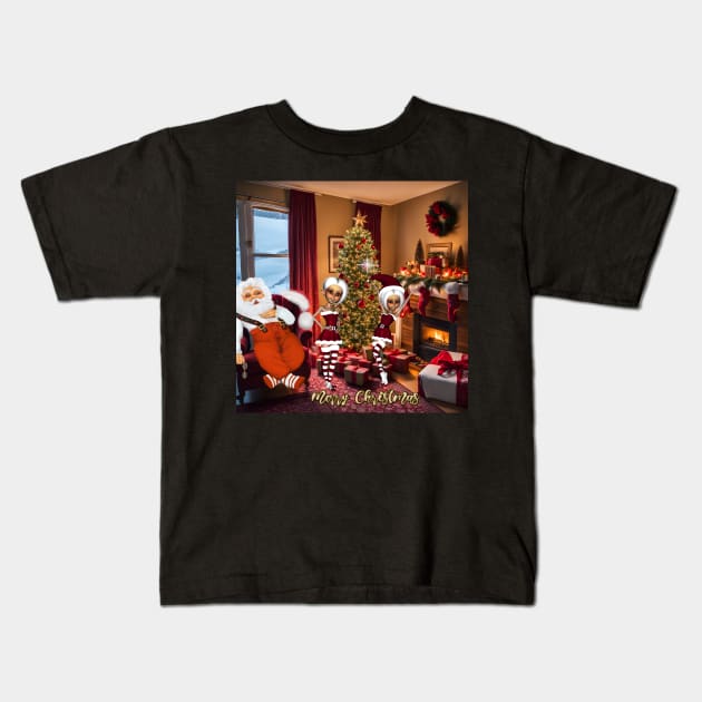 Santa Claus and elves after work Kids T-Shirt by Nicky2342